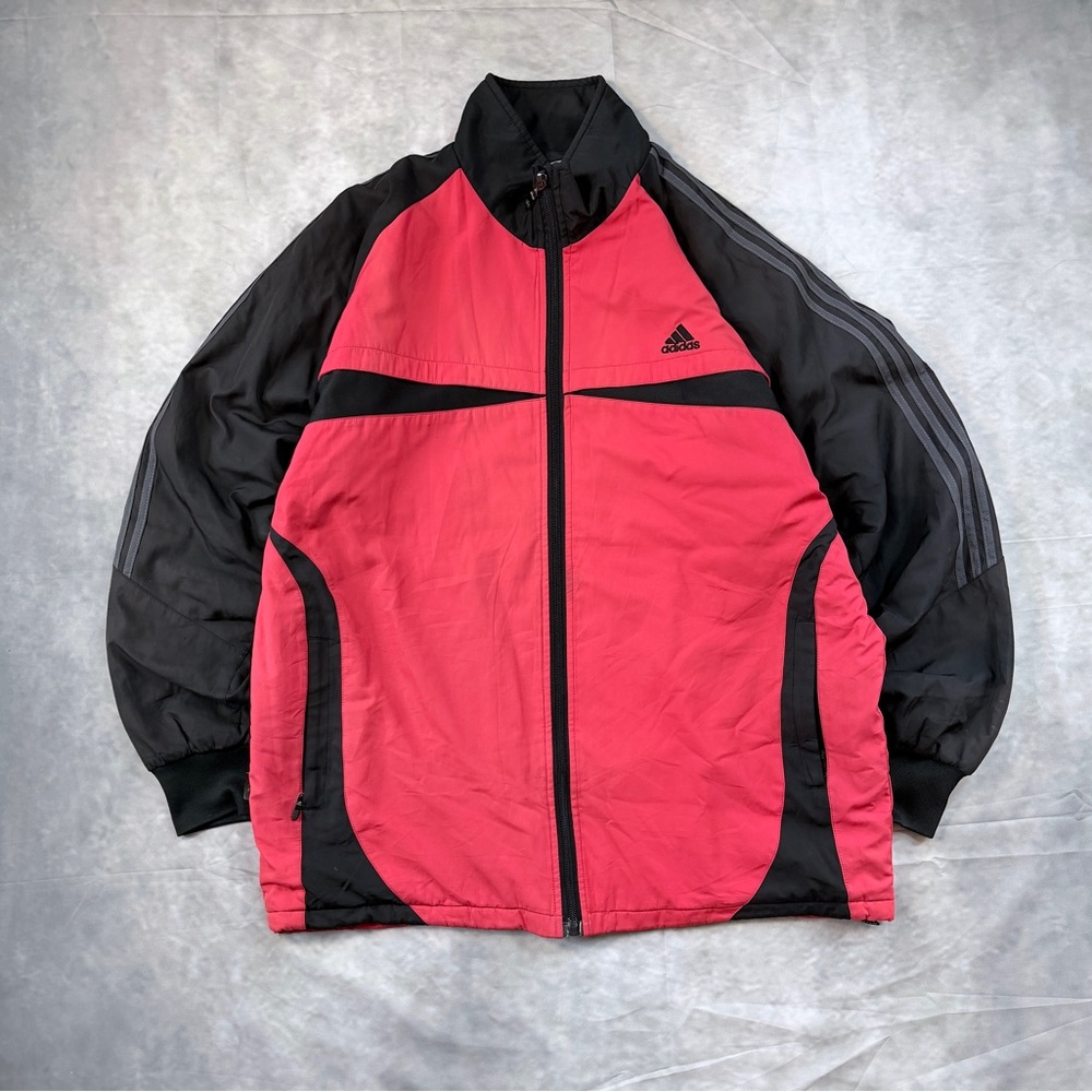 Adidas red jacket with embroidered logo